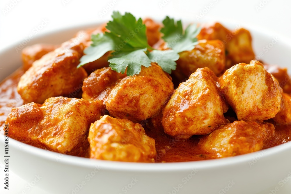 Delicious Close Up of Spicy Curry Chicken Tikka for Culinary Promotions Delicious Close Up of Spicy Curry Chicken Tikka for Culinary Promotions