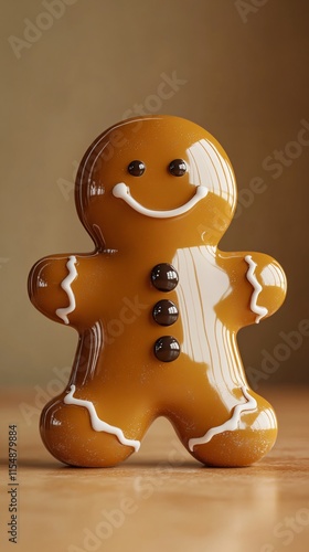 Adorable Gingerbread Man Figurine With Icing and Chocolate Buttons