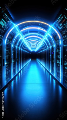 Ai-enhanced firewall securing abstract data vault digital environment technology concept futuristic viewpoint