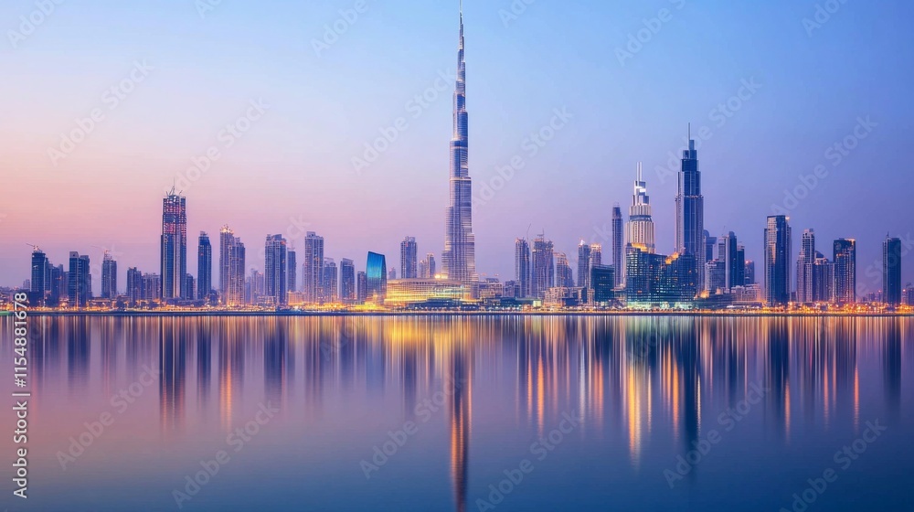 Fototapeta premium Glowing Landmarks at Dawn with Soft Morning Light