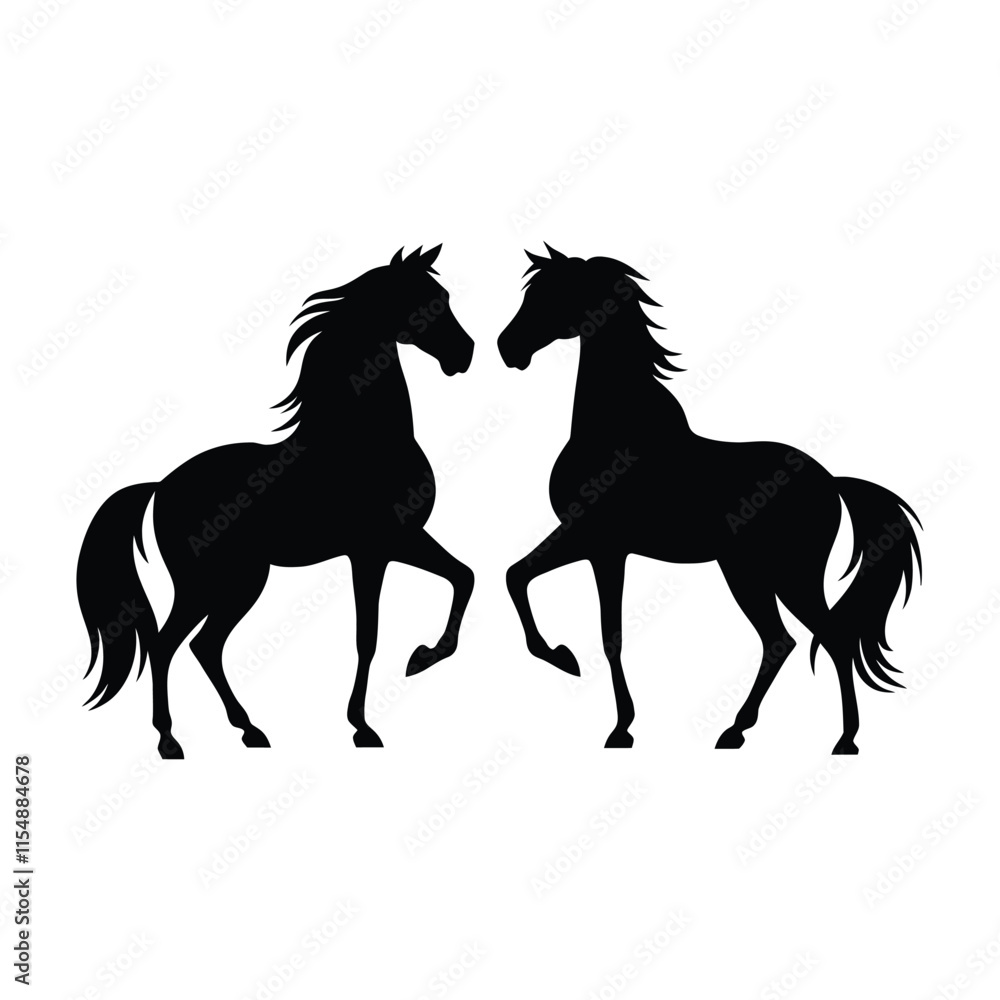 Black silhouettes horses on a white background Black silhouettes horses on a white background