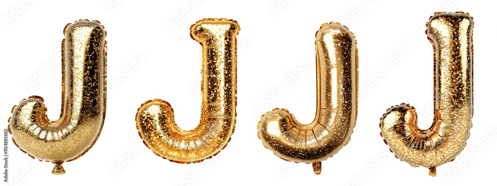 Golden letter J balloons for festive celebrations.,transparent background Golden letter J balloons for festive celebrations.,transparent background