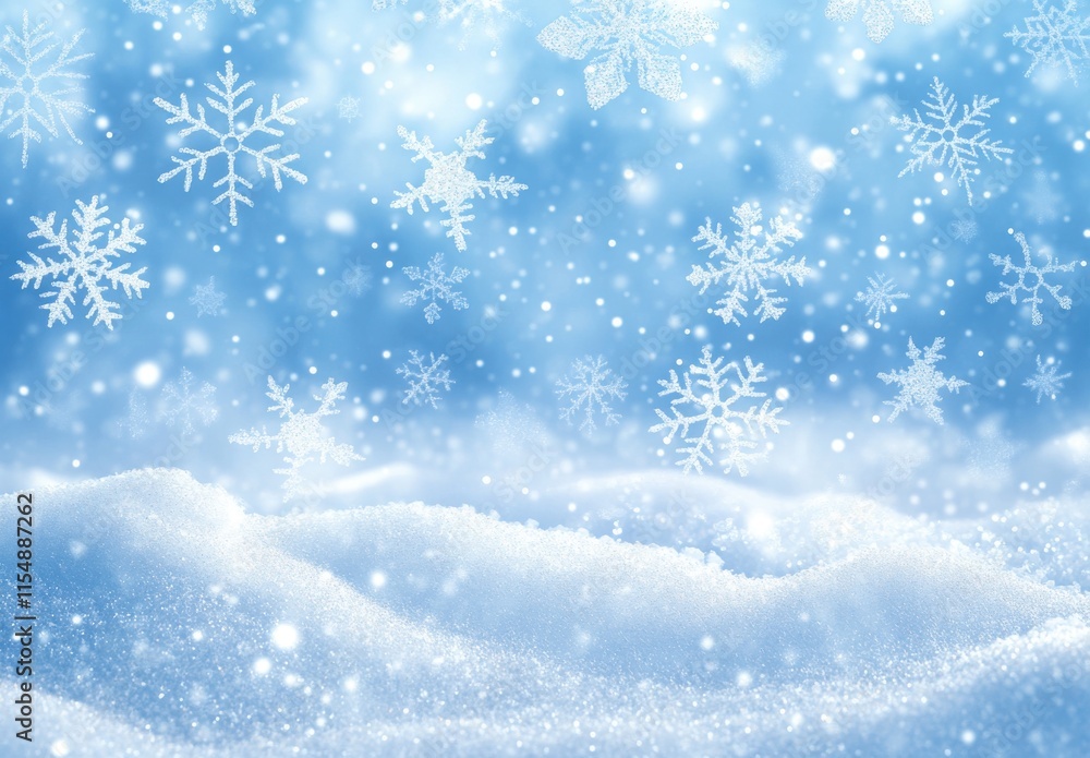 Beautiful Winter Wonderland Scene with Snowflakes and Gentle Snowfall on Soft Snowy Surface Creating a Magical Atmosphere of Winter Season Beautiful Winter Wonderland Scene with Snowflakes and Gentle Snowfall on Soft Snowy Surface Creating a Magical Atmosphere of Winter Season