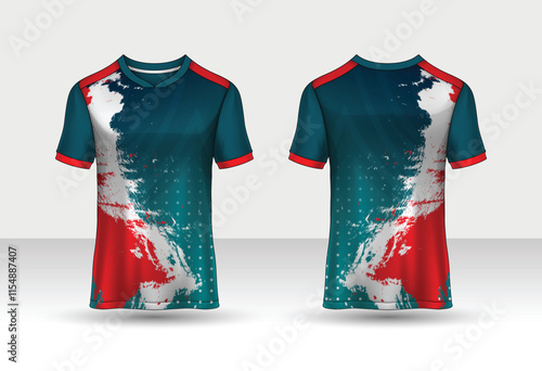 T-shirt sport vector design template,  Men football club uniform mockup, front and back view For all team logos, squad names, match events, and tournament branding.  
