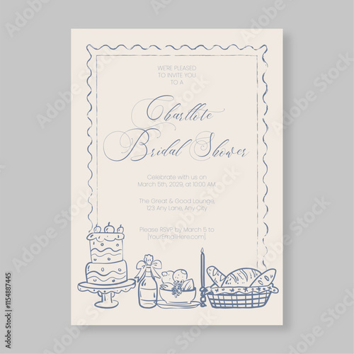 Bridal Brunch Invitation Minimalist Whimsical Design Perfect for Pre-Wedding Events