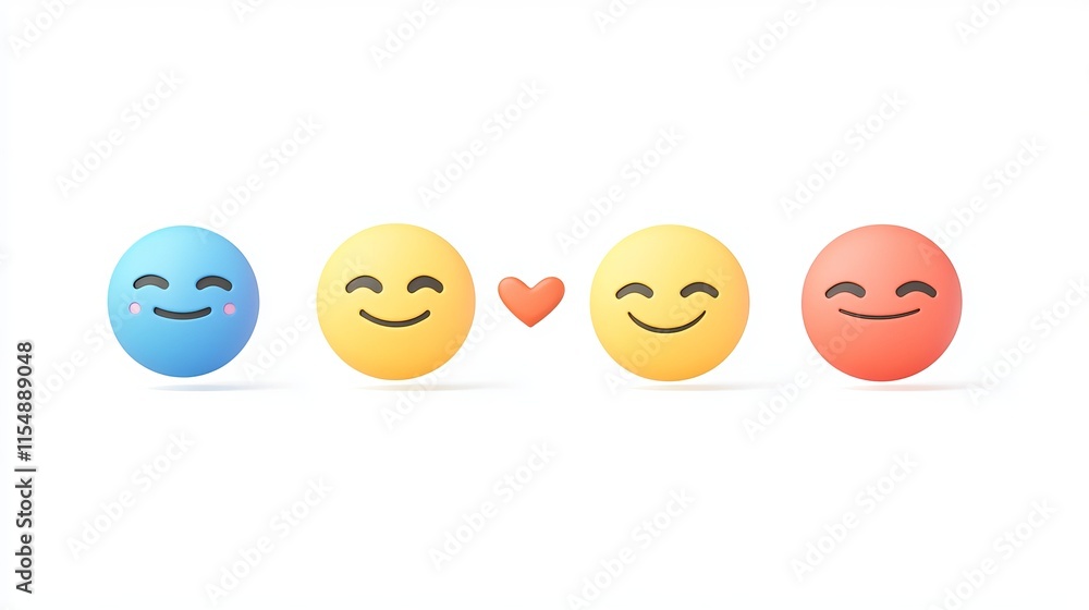 Five emojis ranging from a sad face to a beaming smile, visually depicting levels of contentment or approval Five emojis ranging from a sad face to a beaming smile, visually depicting levels of contentment or approval