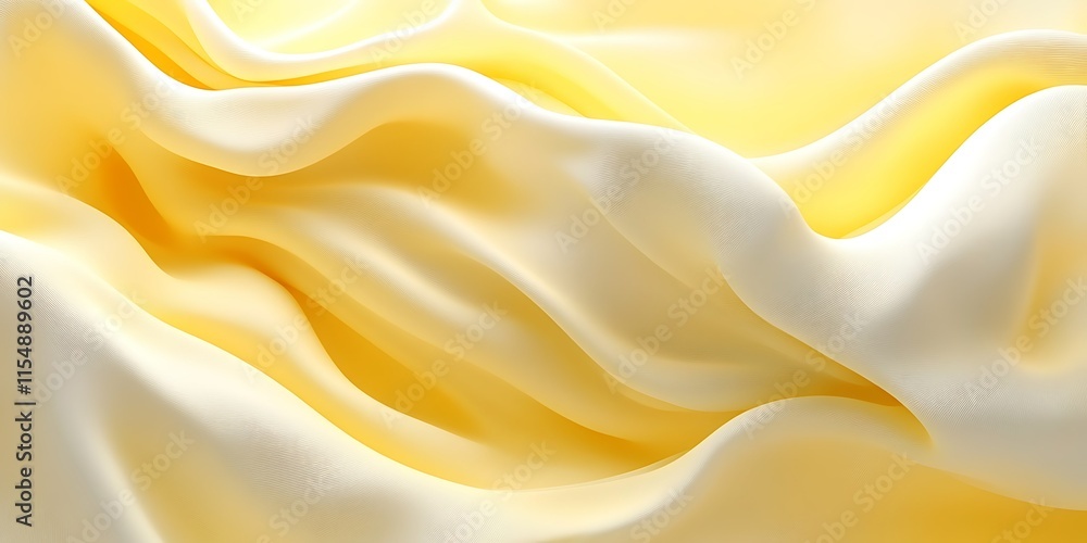 Obraz premium Soft, flowing pale yellow fabric with elegant drapes and folds.