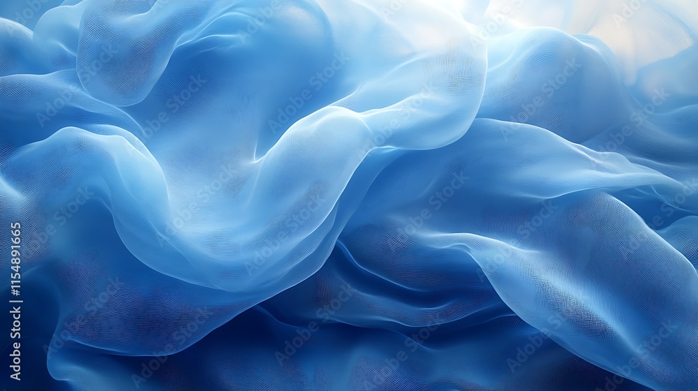Obraz premium Abstract blue fabric texture. Soft, flowing chiffon waves with subtle light.