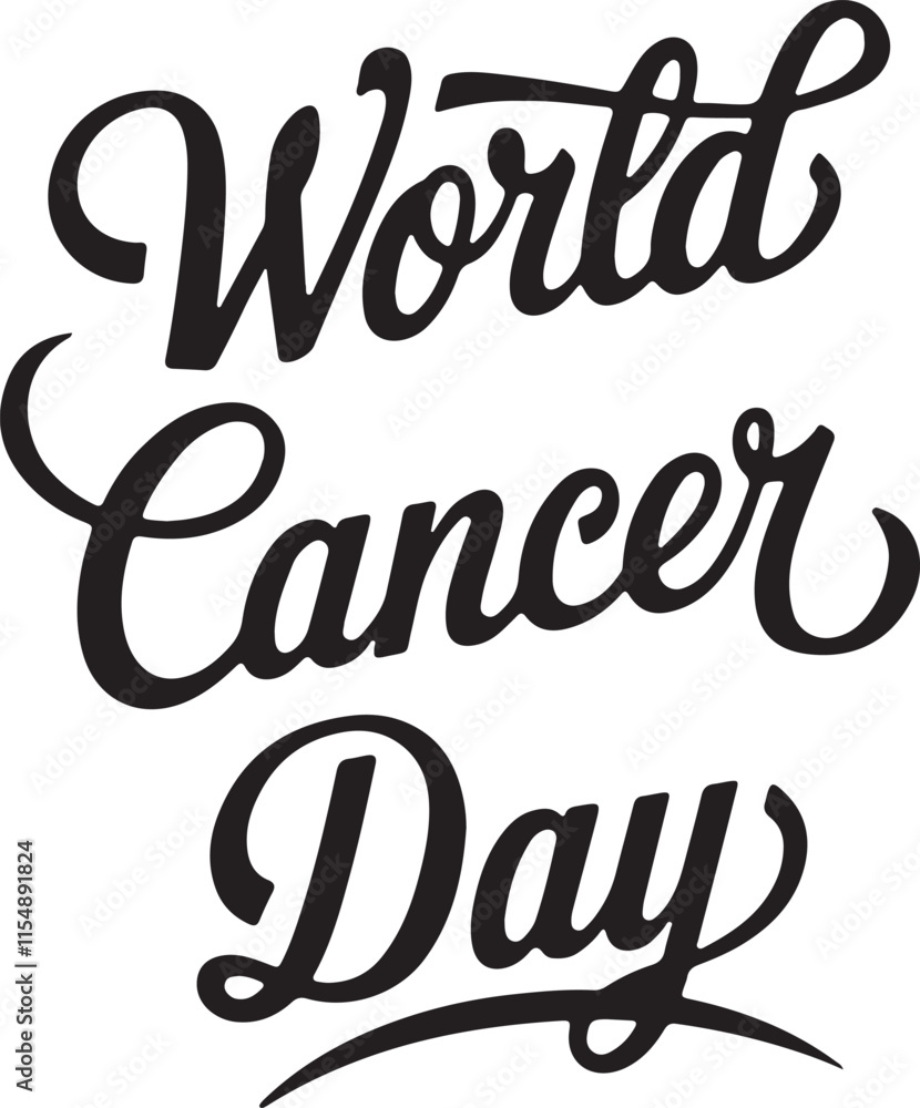 World Cancer Day Typography Silhouette Vector Art World Cancer Day Typography Silhouette Vector Art