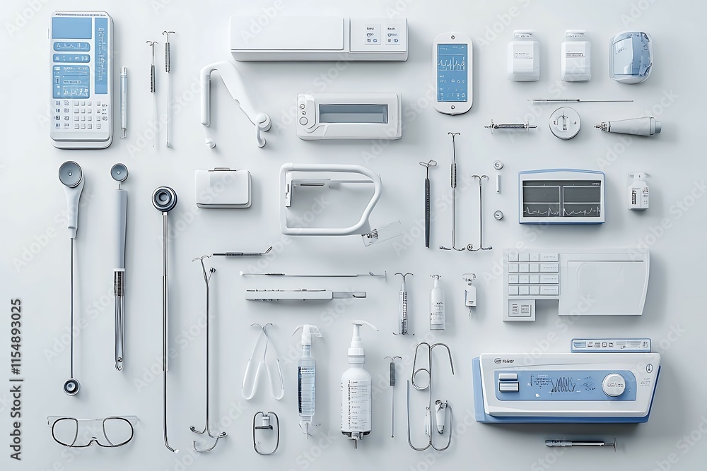 Computer digital drawing rendering of medical equipment on a white background Computer digital drawing rendering of medical equipment on a white background