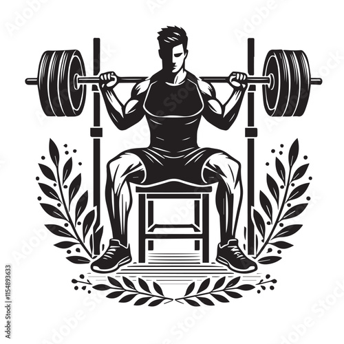 
Strong Smiling Man Doing Bench Press Exercise Cartoon Vector Illustration
