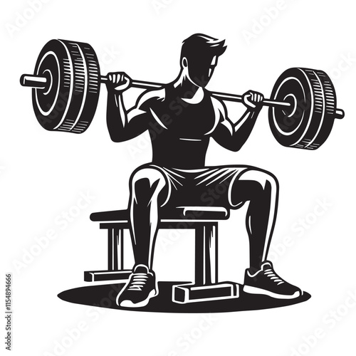 
Strong Smiling Man Doing Bench Press Exercise Cartoon Vector Illustration
