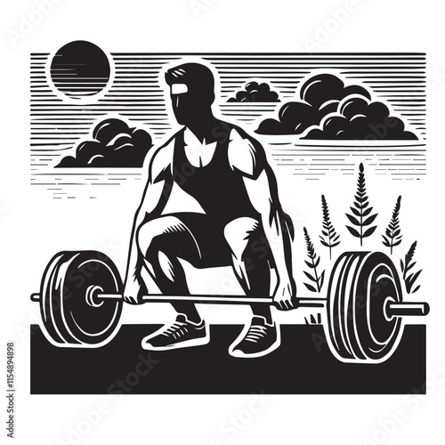 
Strong Smiling Man Doing Bench Press Exercise Cartoon Vector Illustration
