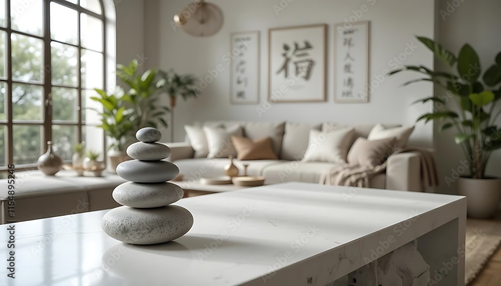 Serene Stacked Stones Modern Minimalist Living Room Decor Serene Stacked Stones Modern Minimalist Living Room Decor