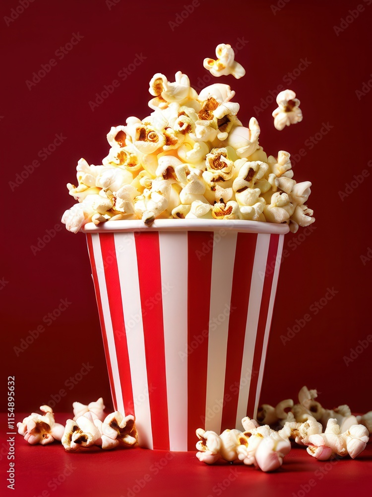 the AI Image Generator, Popcorn in a Classic Red and White Striped Bucket the AI Image Generator, Popcorn in a Classic Red and White Striped Bucket