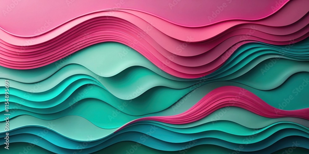 Abstract Pink and Teal Layered Wave Pattern Design Abstract Pink and Teal Layered Wave Pattern Design