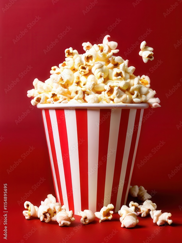 the AI Image Generator, Popcorn in a Classic Red and White Striped Bucket the AI Image Generator, Popcorn in a Classic Red and White Striped Bucket
