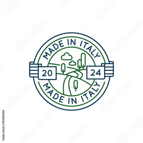 Simple Logo with Made in Italy icon. Simple Logo with the iconic Italian landmark. Ideal for travel, tourism, and historical themes in web and app design. Vector illustration.