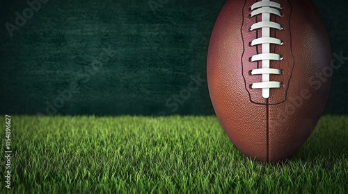 Closeup of American Football on Field
