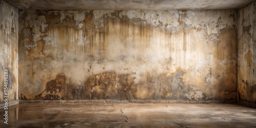 Grungy Room Interior with Aged Walls and Cracked Floor Showing Signs of Decay and Neglect
