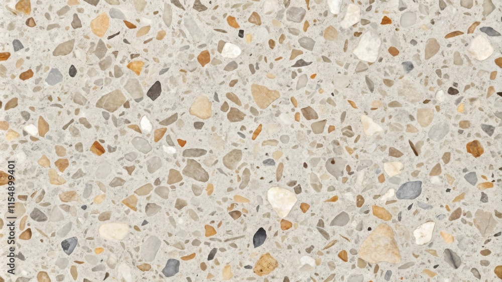 High-resolution image of a terrazzo surface with a light beige base and multicolored stone chips High-resolution image of a terrazzo surface with a light beige base and multicolored stone chips