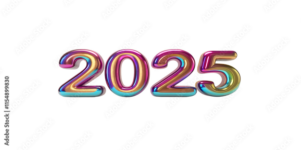 3D iridescent 2025 numbers with a colorful finish
3D iridescent 2025 numbers with a colorful finish
