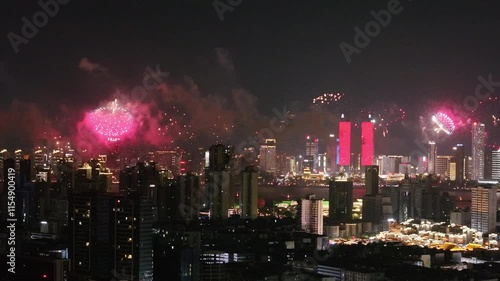 Wallpaper Mural Asian city China Jiangxi Nanchang city fireworks display Torontodigital.ca