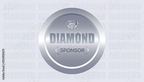 Diamond sponsor stamp sign on Sliver background, Diamond Logo | vector illustration