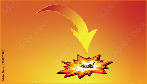 Explosion in manga and anime style. Colorful explosion in manga or comic style. explosion dead mosquito Vector image separated from a red-yellow background.