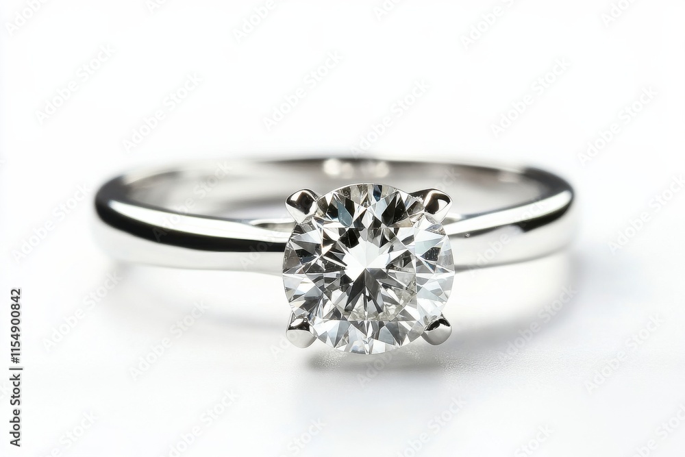Elegant Diamond Ring on White Background for Luxury Jewelry Displays Elegant Diamond Ring on White Background for Luxury Jewelry Displays