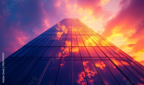 Wallpaper Mural A towering glass building reflecting a vibrant sunset sky. Torontodigital.ca