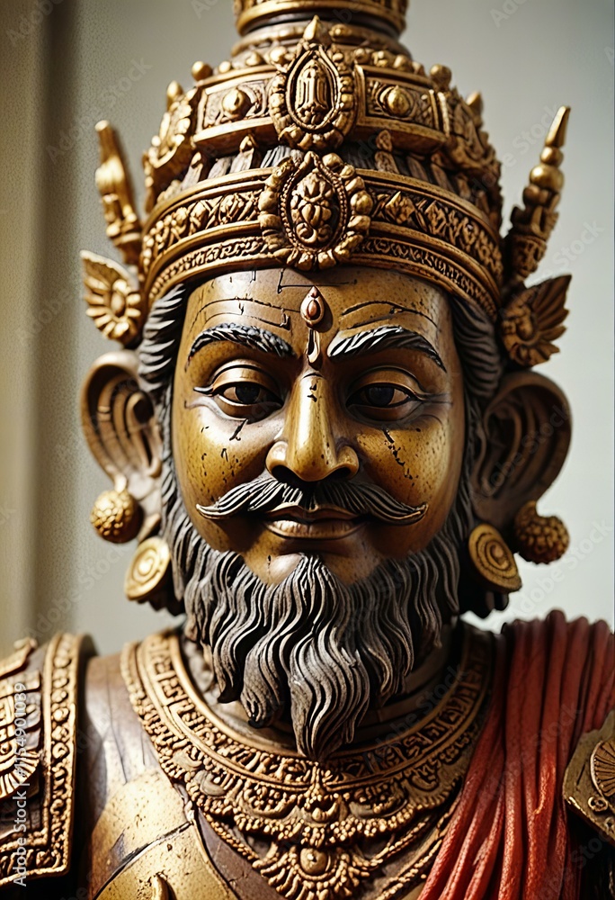 Fototapeta premium Rakshasa statue isolated on a white background