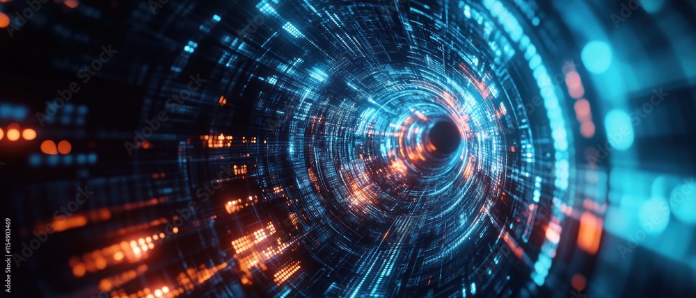 Abstract Digital Tunnel: Neon Lights and Cyberspace Abstract Digital Tunnel: Neon Lights and Cyberspace