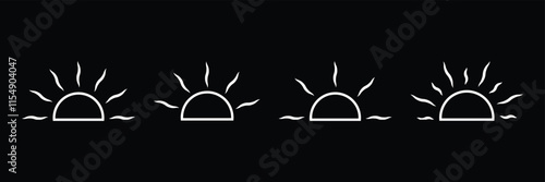 Half sun icon. Vector half of the sun sunrise and sunset flat style vector illustration. 