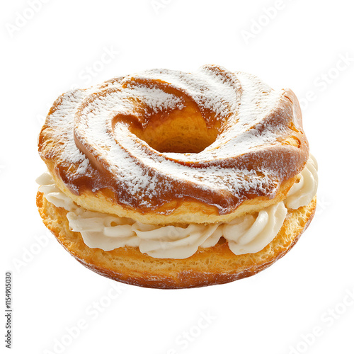 Tasty French Paris Brest Isolated On Transparent Background