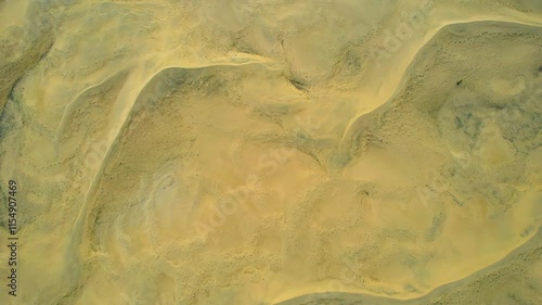 Aerial close-up of desert sand patterns and textures