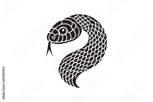simple black an white snake head vector silhouette isolated on a white background