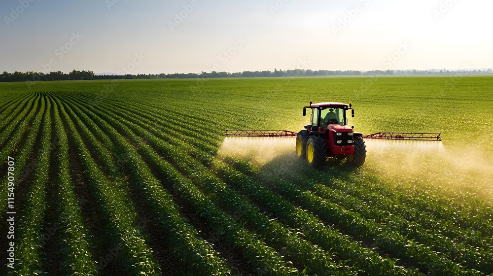 Tractor spraying soybean field Tractor spraying soybean field