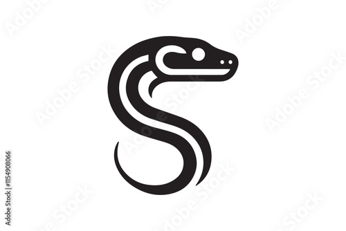 simple black an white snake head vector silhouette isolated on a white background