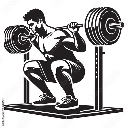 Deadlift Gym exercise Silhouette illustration isolated on a white background