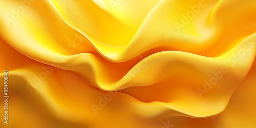 Abstract yellow silk fabric with soft folds and waves.