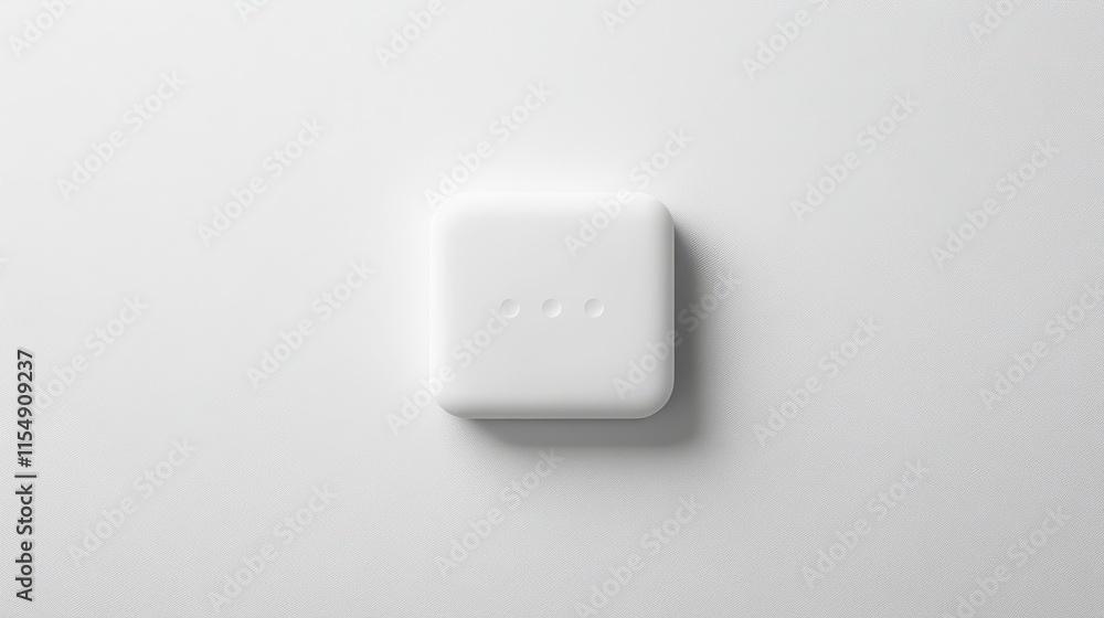 Minimalist white square object with three dots on a white background. Minimalist white square object with three dots on a white background.