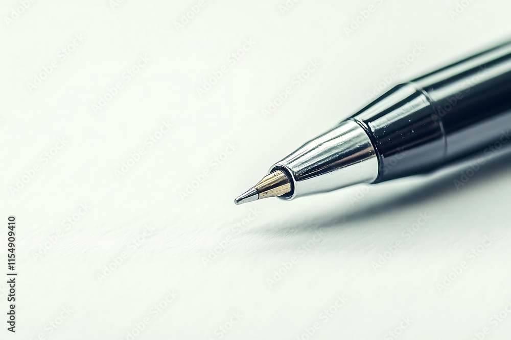 black pen on a white background, closeup top view black pen on a white background, closeup top view