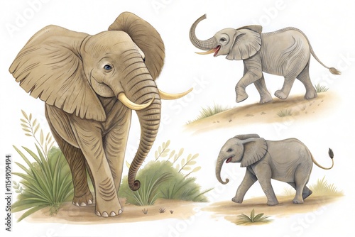 Elephant hand drawn illustrations photo