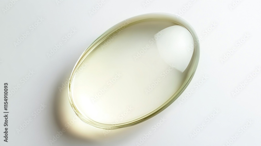 Single transparent yellow capsule on white background. Single transparent yellow capsule on white background.