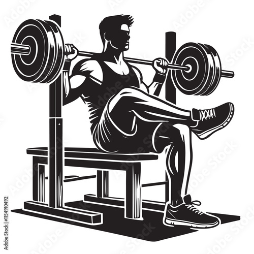 Deadlift Gym exercise Silhouette illustration isolated on a white background