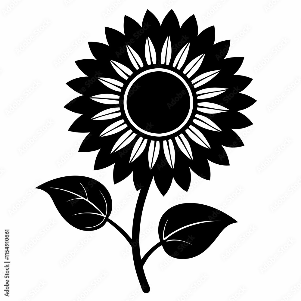 Fototapeta premium Sunflower Shine black silhouette vector