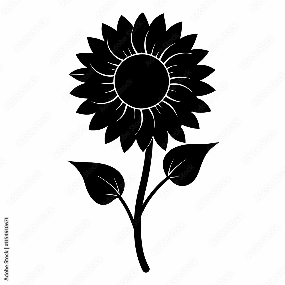 Fototapeta premium Sunflower Shine black silhouette vector