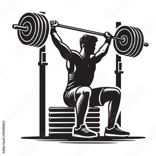 Deadlift Gym exercise Silhouette illustration isolated on a white background