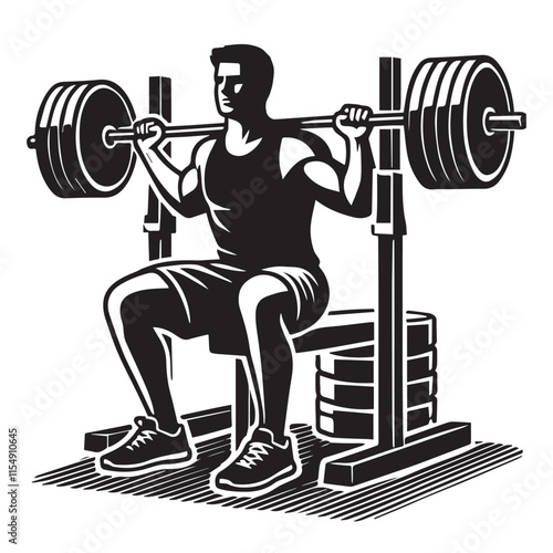 Deadlift Gym exercise Silhouette illustration isolated on a white background